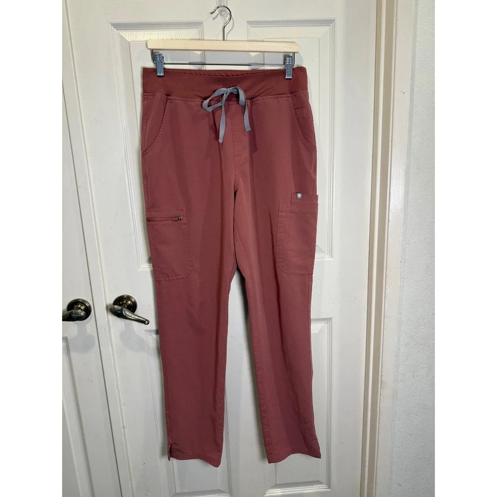 FIGS HW Yola Skinny Cargo Scrub Pants Mauve Rose Pink PO 2656 Size Large Tall